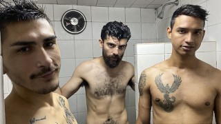 🔥Latino Hottie Gael Fucked By Two Hunks In The Shower