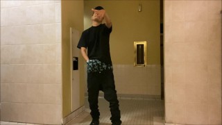 Puerto Rican Guy Sagging in Public Restroom